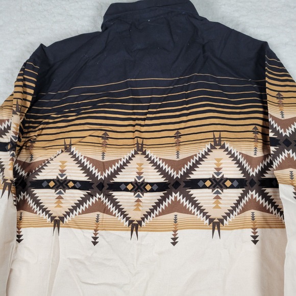 VTG Panhandle Men Western Shirt Southwestern Aztec Print Cotton Tan PHMS0SR14G M - Picture 12 of 15